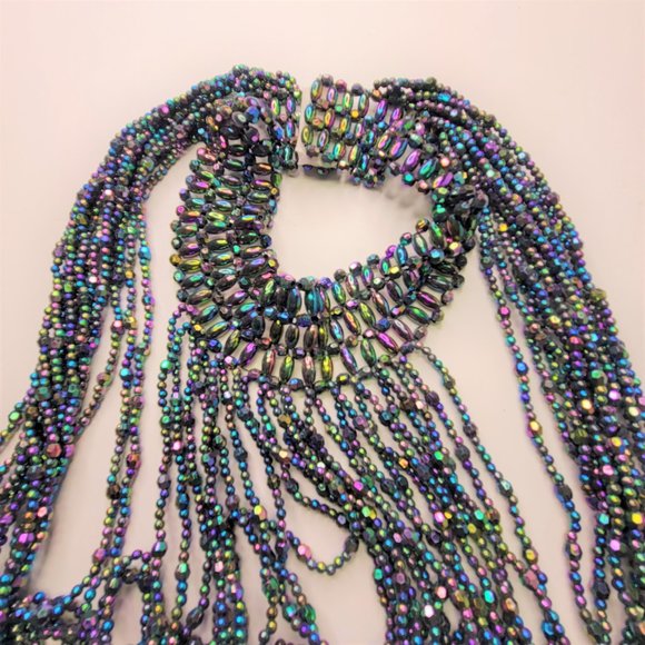 Multilayer Multicolor Sparkly Necklace Statement Necklace Costume Belly Dance - Picture 3 of 13